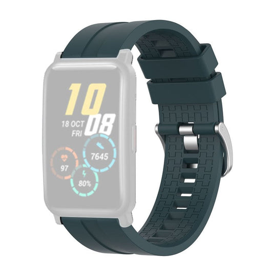 PRAGUS For Silicone Smart Watch Band Replacement Adjustable Strap 20mm for Honor Watch ES - Midnight Green