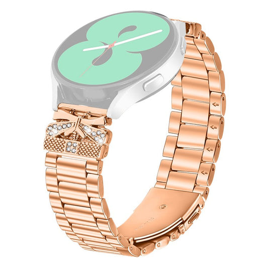 PRAGUS For Replacement Strap for Huami Amazfit GTS 4 Mini Butterfly Rhinestones Decor Metal Watch Band - Rose Gold