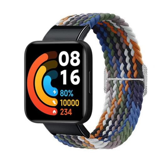 PRAGUS For Xiaomi Redmi Watch 2 Replacement Wrist Band Braided Nylon Elastic Smart Watch Strap with Metal Connector - Denim Color
