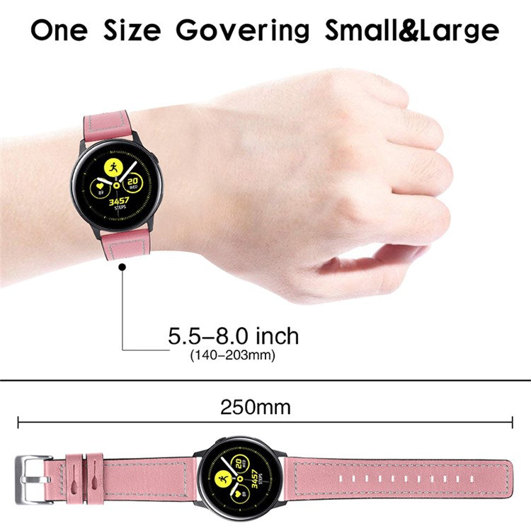 PRAGUS For TicWatch 2/TicWatch E/TicWatch C2 Stainless Steel Buckle Cowhide Leather Soft Wrist Strap Replacement Watchband - Pink