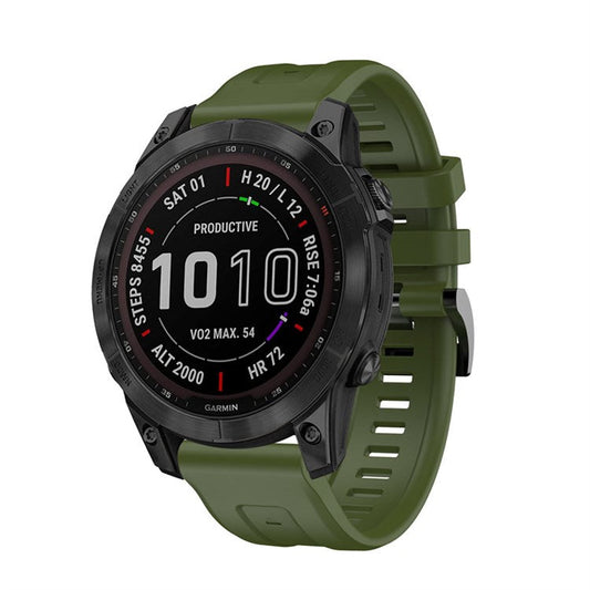 PRAGUS For Garmin Fenix 7 / Fenix 6 Pro / 5 / Amazfit Falcon Armband Silicone Watch Strap with Buckle - Army Green