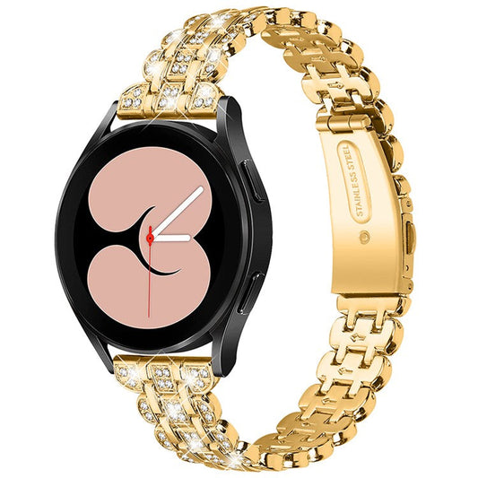 PRAGUS For Samsung Galaxy Watch3 41mm / Watch 42mm Stainless Steel Rhinestone Decor Watch Strap Replacement Wrist Band 20mm - Gold