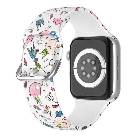 PRAGUS For Apple Watch Series 10 42mm / 9 8 7 41mm / 6 5 4 SE SE (2022) SE (2023) 40mm / 3 2 1 38mm Silicone Watch Strap - Graffiti White