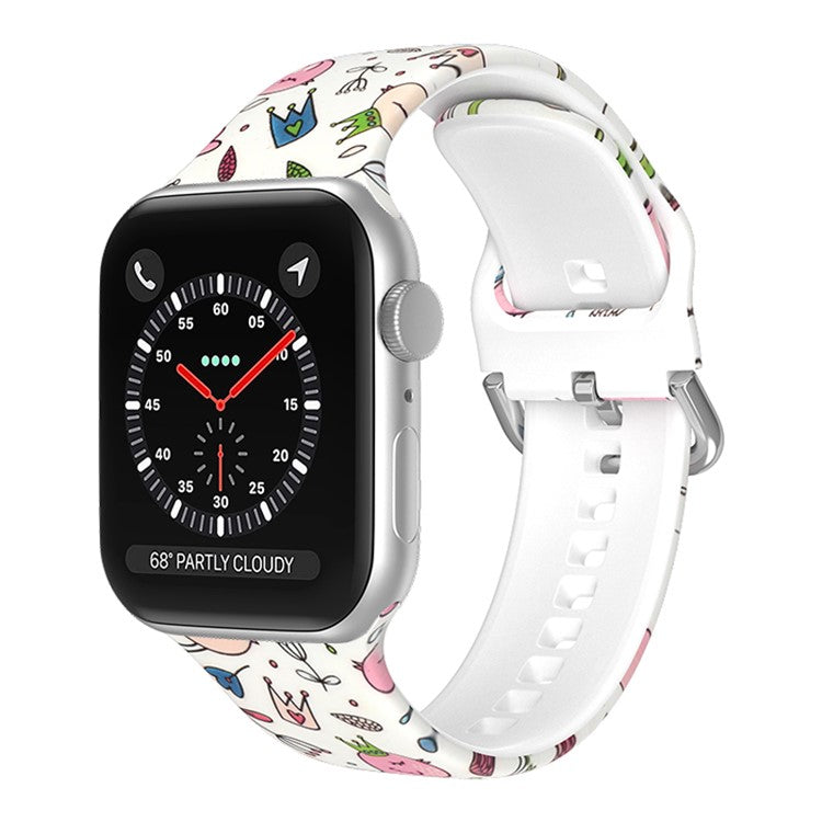 PRAGUS For Apple Watch Series 10 42mm / 9 8 7 41mm / 6 5 4 SE SE (2022) SE (2023) 40mm / 3 2 1 38mm Silicone Watch Strap - Graffiti White