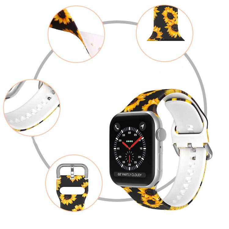 PRAGUS For Apple Watch Series 10 42mm / 9 8 7 41mm / 6 5 4 SE SE (2022) SE (2023) 40mm / 3 2 1 38mm Silicone Watch Strap - Graffiti White