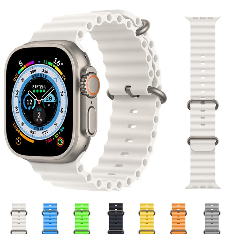 PRAGUS For Ocean Strap for Apple Watch Series 10 46mm / Ultra 2 Ultra 49mm /  Series 9 8 7 45mm / 6 5 4 SE (2023) SE (2022) SE 44mm / 3 2 1 42mm, Soft Silicone Adjustable Watch Band - Red