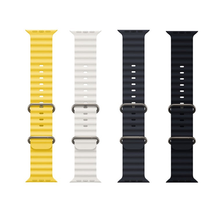 PRAGUS For Ocean Strap for Apple Watch Series 10 46mm / Ultra 2 Ultra 49mm /  Series 9 8 7 45mm / 6 5 4 SE (2023) SE (2022) SE 44mm / 3 2 1 42mm, Soft Silicone Adjustable Watch Band - Red