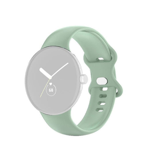 PRAGUS For Google Pixel Watch 3 41mm / Watch 2 / Pixel Watch Men Silicone Watch Band Solid Color Adjustable Replacement Wrist Strap, Size L - Grey Green