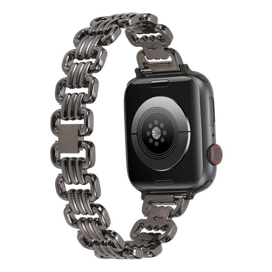 PRAGUS For Watch Strap for Apple Watch Series 10 42mm / 9 8 7 41mm / SE (2023) SE (2022) SE 6 5 4 40mm / 3 2 1 38mm Ring Chain Metal Wrist Band - Black