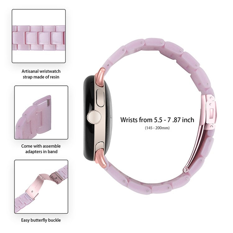 PRAGUS For Replacement Watch Band for Google Pixel Watch 2 / Pixel Watch Quick Release Polished Watchband 20mm Resin Watch Strap - Light Purple