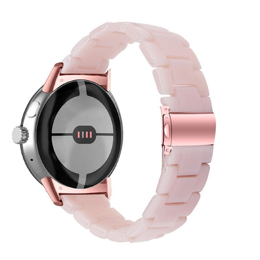 PRAGUS For Google Pixel Watch 3 41mm / Watch 2 / Pixel Watch Slim Light Resin Band Sport Strap Bracelet with Stainless Steel Buckle - Pink