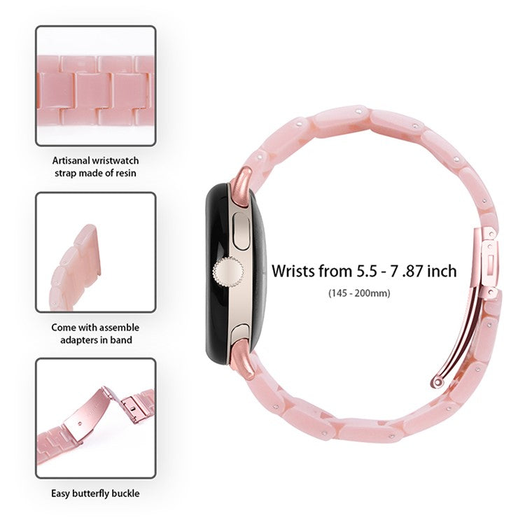 PRAGUS For Google Pixel Watch 3 41mm / Watch 2 / Pixel Watch Slim Light Resin Band Sport Strap Bracelet with Stainless Steel Buckle - Pink
