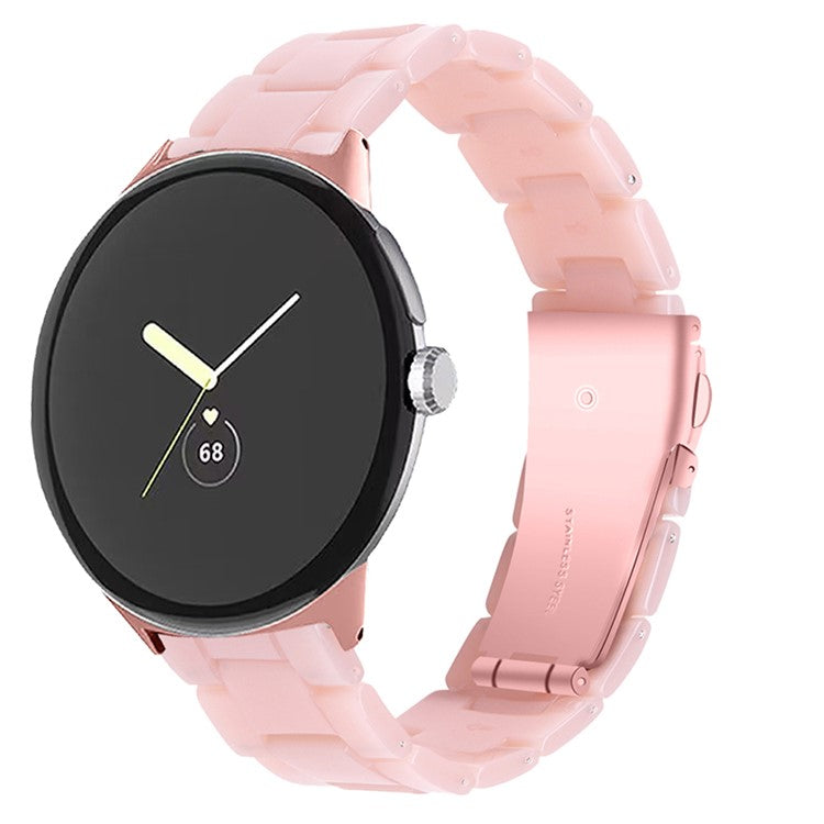 PRAGUS For Google Pixel Watch 3 41mm / Watch 2 / Pixel Watch Slim Light Resin Band Sport Strap Bracelet with Stainless Steel Buckle - Pink