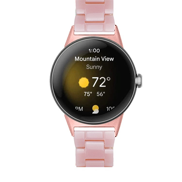 PRAGUS For Google Pixel Watch 3 41mm / Watch 2 / Pixel Watch Slim Light Resin Band Sport Strap Bracelet with Stainless Steel Buckle - Pink