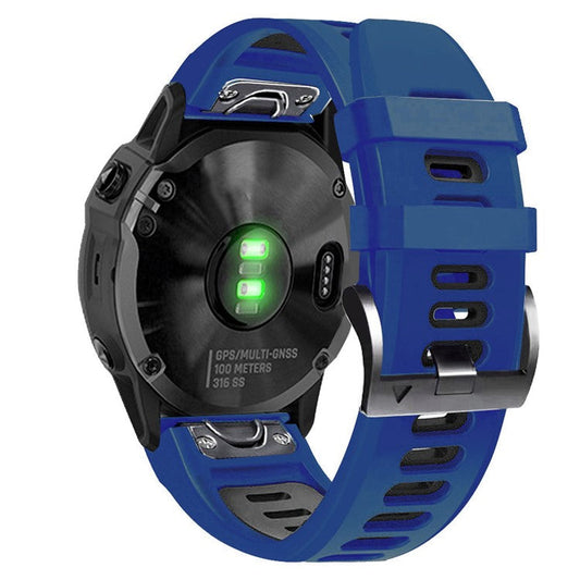 PRAGUS For Garmin Tactix Delta / Enduro / Fenix 7X Silicone Watch Strap Dual Color Quick Release Watchband - Midnight Blue / Black