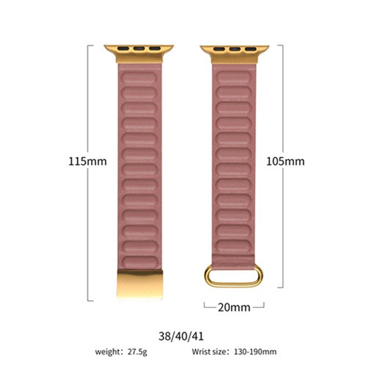 PRAGUS For Watch Strap for Apple Watch Series 10 42mm / 9 8 7 41mm / SE (2023) SE (2022) SE 6 5 4 40mm / 3 2 1 38mm Magnetic Watchband Genuine Cow Leather Watch Strap - Orange