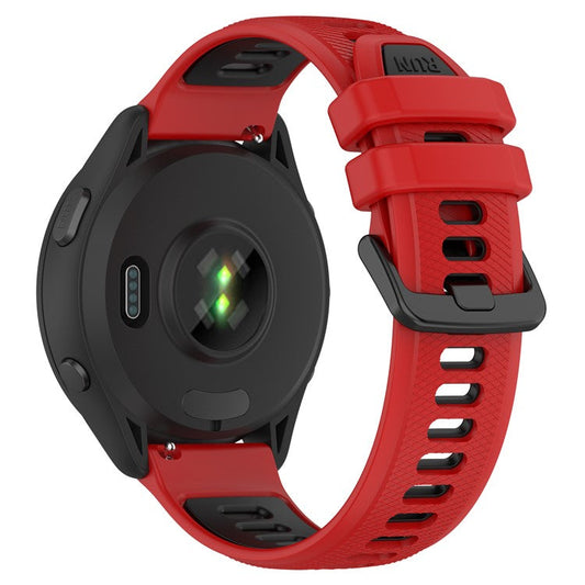 PRAGUS For Garmin Forerunner 265S Silicone Watch Bands 18mm Dual Color Replacement Strap - Red+Black