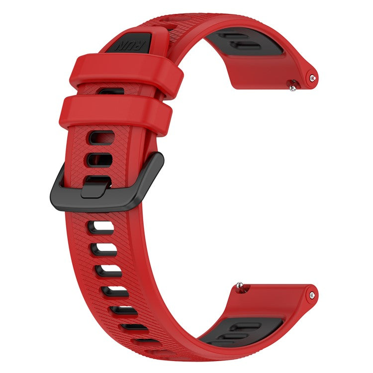PRAGUS For Garmin Forerunner 265S Silicone Watch Bands 18mm Dual Color Replacement Strap - Red+Black