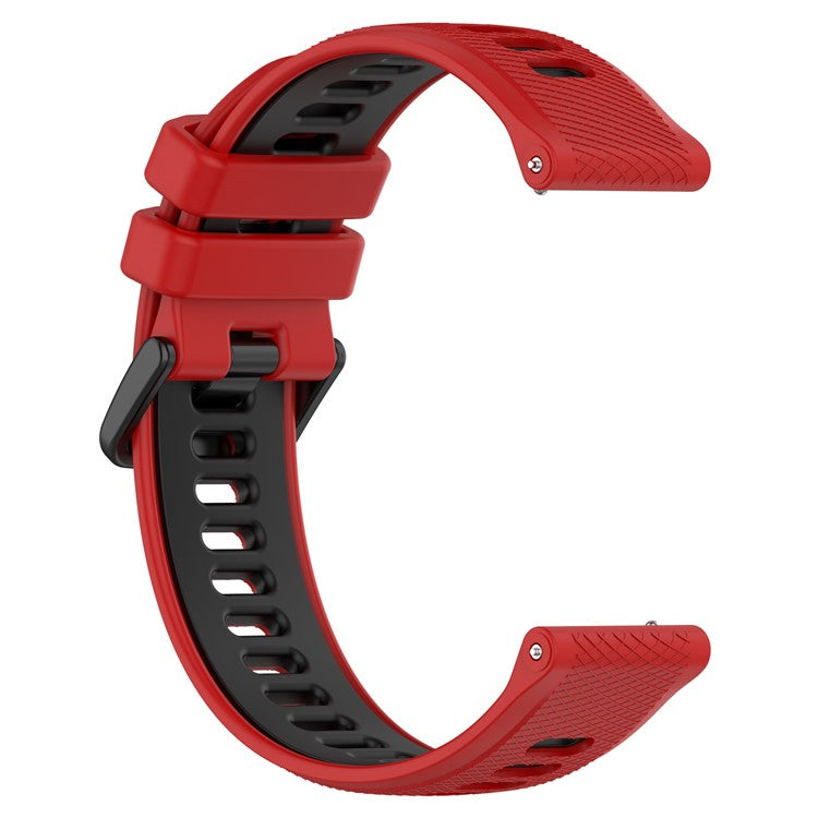 PRAGUS For Garmin Forerunner 265S Silicone Watch Bands 18mm Dual Color Replacement Strap - Red+Black