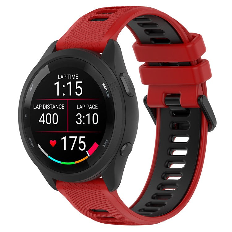 PRAGUS For Garmin Forerunner 265S Silicone Watch Bands 18mm Dual Color Replacement Strap - Red+Black