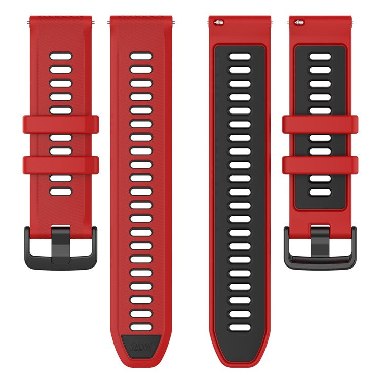 PRAGUS For Garmin Forerunner 265S Silicone Watch Bands 18mm Dual Color Replacement Strap - Red+Black