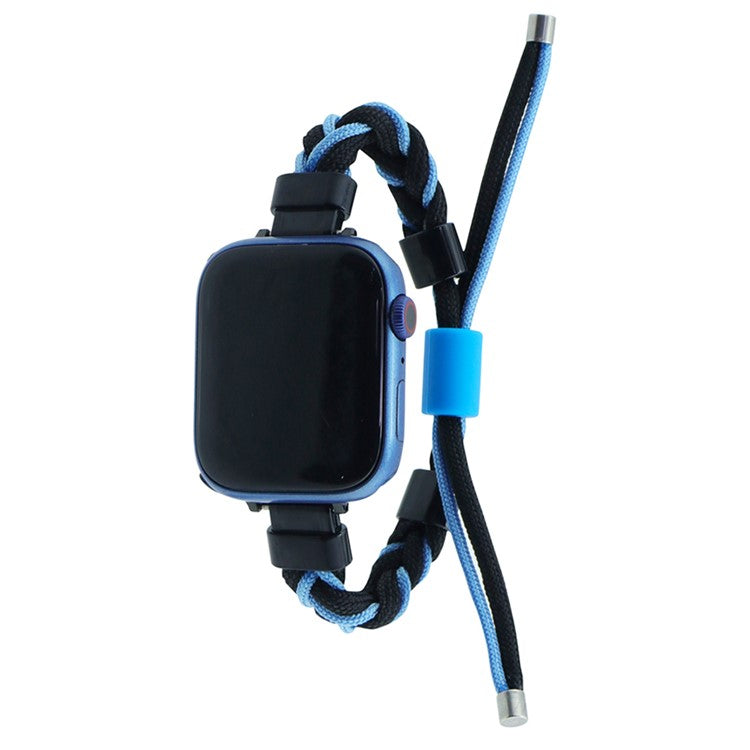 PRAGUS For Watch Band for Apple Watch Series 10 46mm / Ultra 2 Ultra 49mm /  Series 9 8 7 45mm / 6 5 4 SE (2023) SE (2022) SE 44mm / 3 2 1 42mm Silicone Loop Braided Nylon Strap - Black+Blue