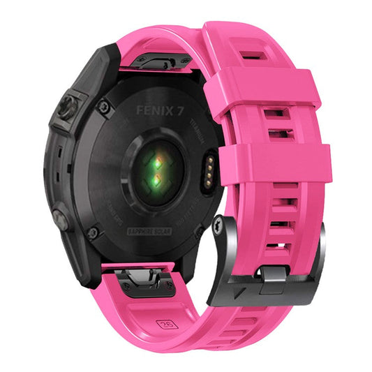 PRAGUS For Silicone Watch Band for Garmin Forerunner 965 / 955 / 945 / 935 Waterproof Soft Strap with Black Buckle - Hot Pink