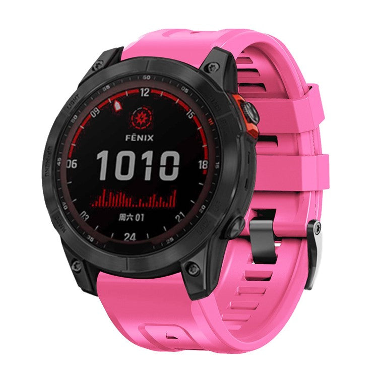PRAGUS For Silicone Watch Band for Garmin Forerunner 965 / 955 / 945 / 935 Waterproof Soft Strap with Black Buckle - Hot Pink
