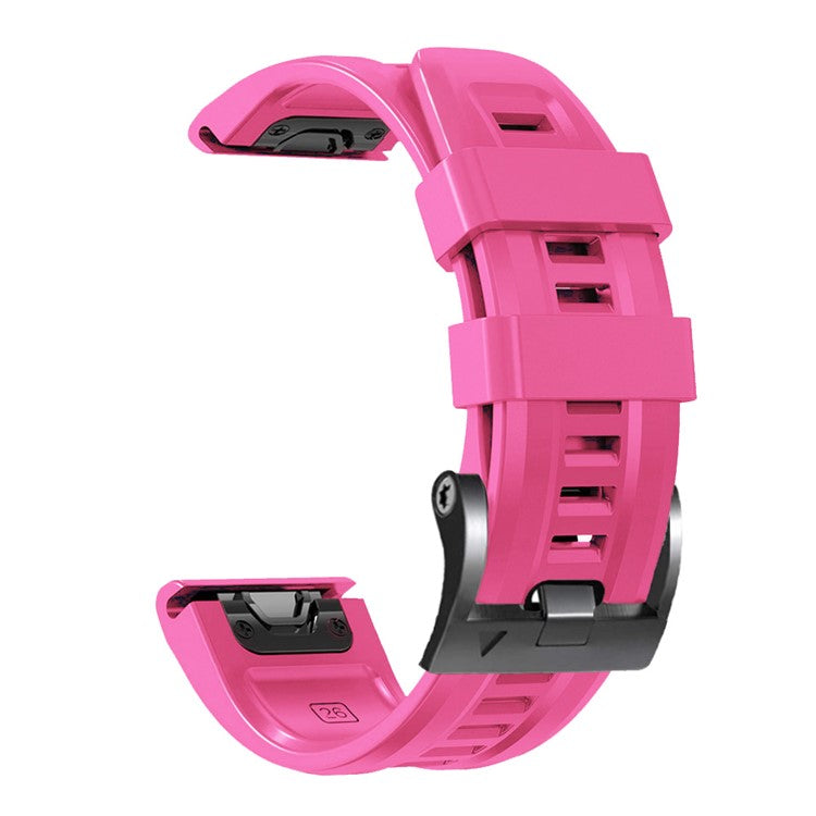 PRAGUS For Silicone Watch Band for Garmin Forerunner 965 / 955 / 945 / 935 Waterproof Soft Strap with Black Buckle - Hot Pink