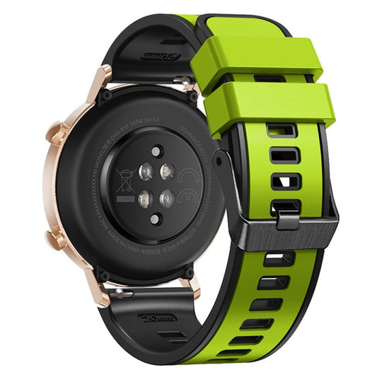 PRAGUS For Garmin Forerunner 265S / 255S / Venu 2S Silicone Watch Strap 18mm Dual Color Replacement Watchband - Lime / Black