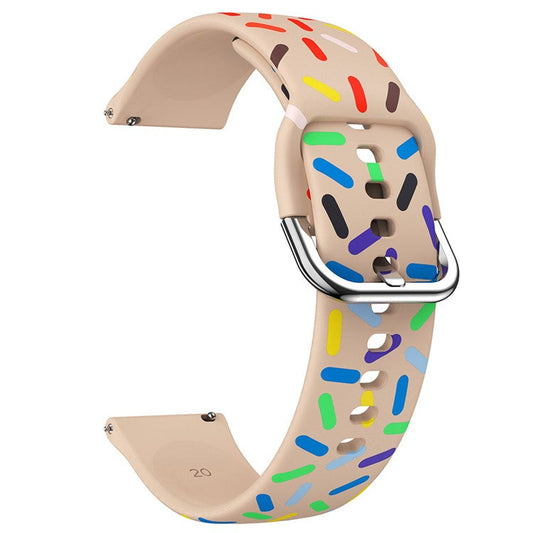PRAGUS For 20mm Watch Band for Samsung Galaxy Watch6 / Watch6 Classic / Watch 5 / Watch 5 Pro / Watch4 / Watch4 Classic , Pattern Silicone Strap Wristband - Pink Rainbow