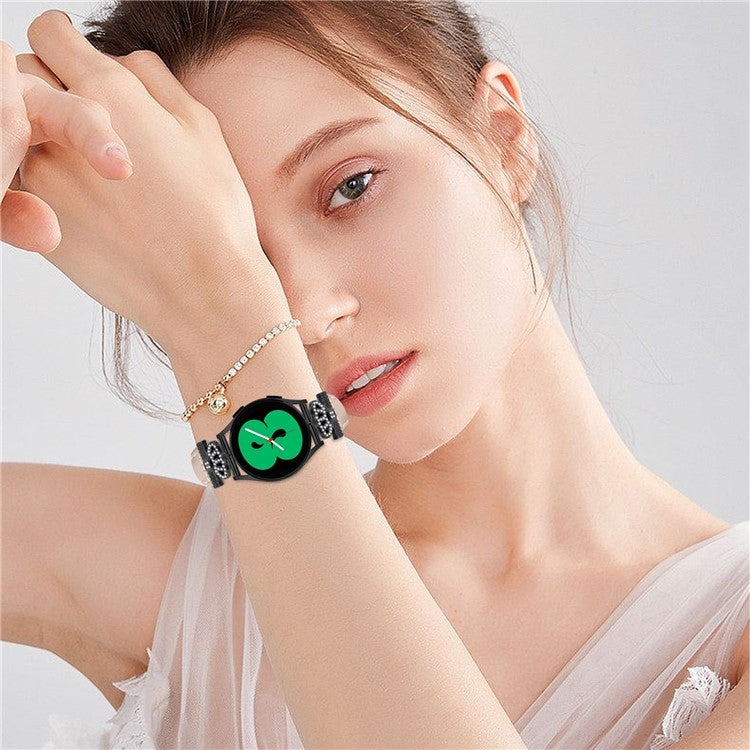 PRAGUS For Samsung Galaxy Watch3 41mm / Watch4 40 / 44mm / Watch 5 40 / 44mm / Watch4 Classic 42 / 46mm Watchband Black Buckle 20mm Watch Strap - Apricot