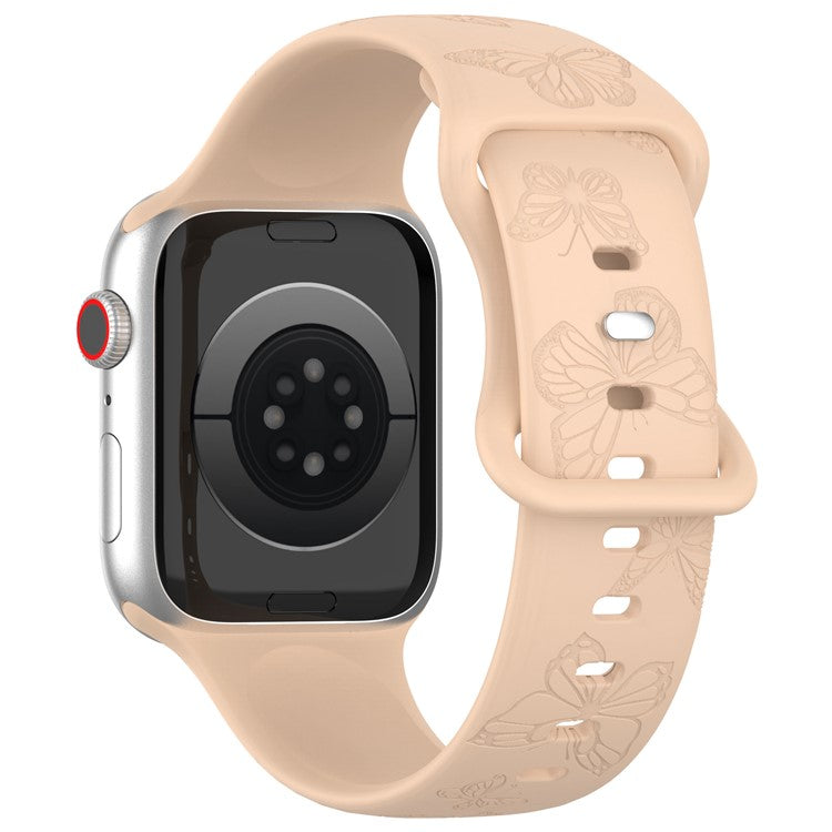 PRAGUS For Apple Watch Series 10 46mm / Ultra 2 Ultra 49mm /  Series 9 8 7 45mm / 6 5 4 SE (2023) SE (2022) SE 44mm / 3 2 1 42mm Watch Strap Silicone Band - Milk Tea