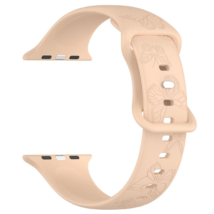 PRAGUS For Apple Watch Series 10 46mm / Ultra 2 Ultra 49mm /  Series 9 8 7 45mm / 6 5 4 SE (2023) SE (2022) SE 44mm / 3 2 1 42mm Watch Strap Silicone Band - Milk Tea