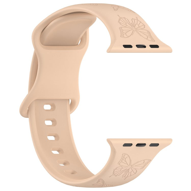PRAGUS For Apple Watch Series 10 46mm / Ultra 2 Ultra 49mm /  Series 9 8 7 45mm / 6 5 4 SE (2023) SE (2022) SE 44mm / 3 2 1 42mm Watch Strap Silicone Band - Milk Tea