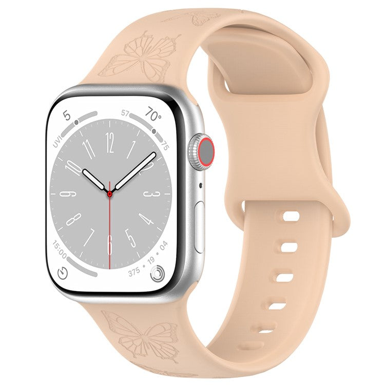 PRAGUS For Apple Watch Series 10 46mm / Ultra 2 Ultra 49mm /  Series 9 8 7 45mm / 6 5 4 SE (2023) SE (2022) SE 44mm / 3 2 1 42mm Watch Strap Silicone Band - Milk Tea