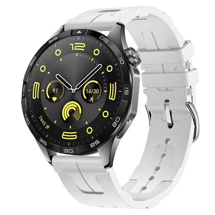 PRAGUS For Huawei Watch GT 4 / GT 3 / GT 2 46mm Waterproof Strap 22mm Liquid Silicone Watch Band - White