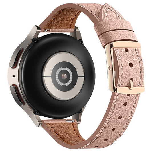 PRAGUS For 20mm Universal Smart Watch Band Genuine Cow Leather Strap Replacement - Light Pink