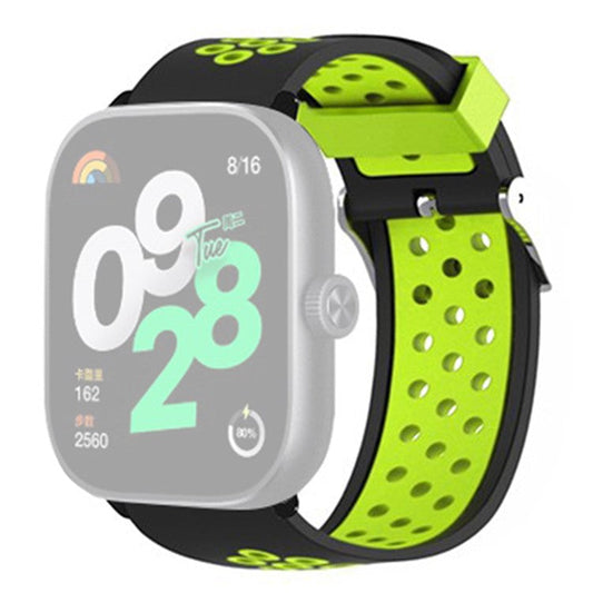 PRAGUS For Xiaomi Redmi Watch 4 Dual Color Silicone Watch Band Wrist Strap - Black+Green