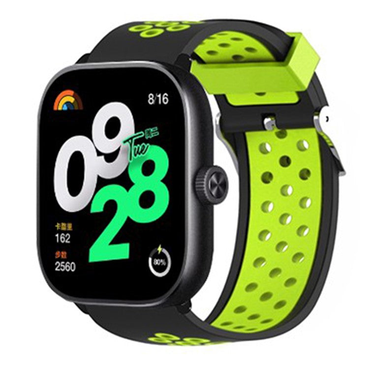 PRAGUS For Xiaomi Redmi Watch 4 Dual Color Silicone Watch Band Wrist Strap - Black+Green