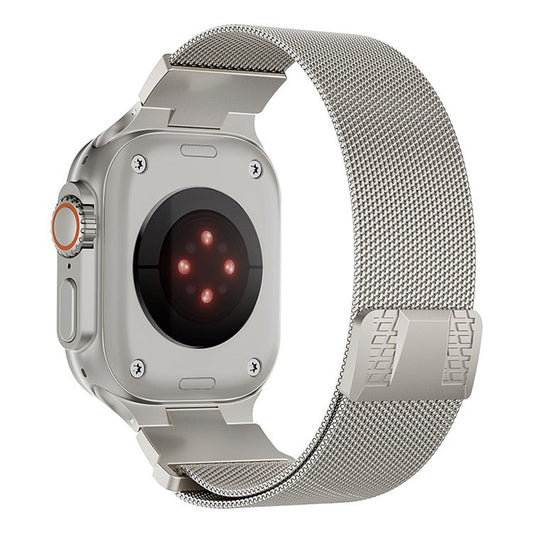 PRAGUS For Apple Watch 10 46mm / Ultra 2 / Ultra 49mm / 9 8 7 45mm / SE (2023) SE (2022) SE 6 5 4 44mm / 3 2 1 42mm Milanese Metal Watch Band - Starlight