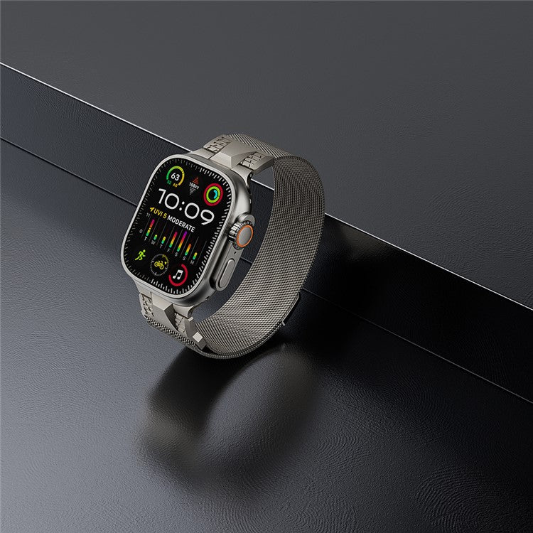 PRAGUS For Apple Watch 10 46mm / Ultra 2 / Ultra 49mm / 9 8 7 45mm / SE (2023) SE (2022) SE 6 5 4 44mm / 3 2 1 42mm Milanese Metal Watch Band - Starlight
