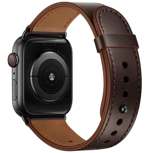 PRAGUS For Apple Watch 10 46mm / Ultra 2 / Ultra 49mm / 9 8 7 45mm / SE (2023) SE (2022) SE 6 5 4 44mm / 3 2 1 42mm Watch Band Strap - Dark Brown+Smooth Texture