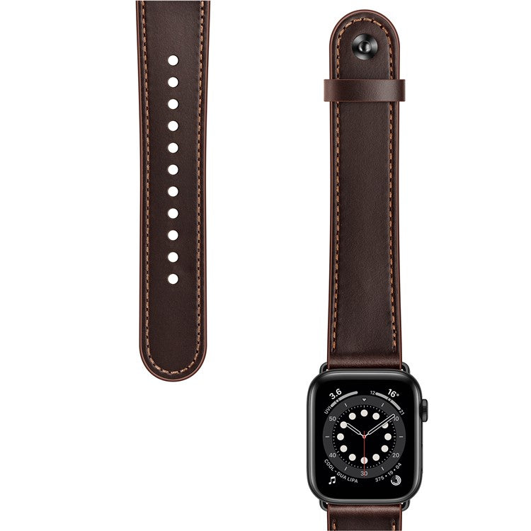 PRAGUS For Apple Watch 10 46mm / Ultra 2 / Ultra 49mm / 9 8 7 45mm / SE (2023) SE (2022) SE 6 5 4 44mm / 3 2 1 42mm Watch Band Strap - Dark Brown+Smooth Texture