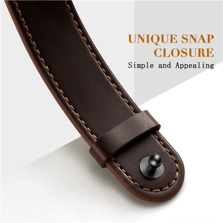 PRAGUS For Apple Watch 10 46mm / Ultra 2 / Ultra 49mm / 9 8 7 45mm / SE (2023) SE (2022) SE 6 5 4 44mm / 3 2 1 42mm Watch Band Strap - Dark Brown+Smooth Texture