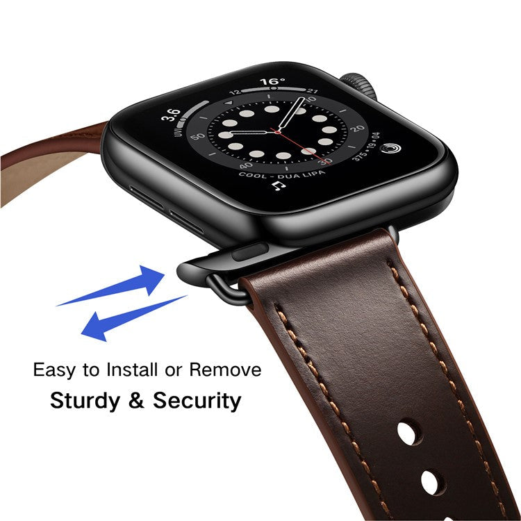 PRAGUS For Apple Watch 10 46mm / Ultra 2 / Ultra 49mm / 9 8 7 45mm / SE (2023) SE (2022) SE 6 5 4 44mm / 3 2 1 42mm Watch Band Strap - Dark Brown+Smooth Texture