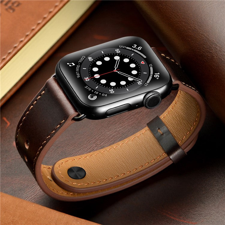 PRAGUS For Apple Watch 10 46mm / Ultra 2 / Ultra 49mm / 9 8 7 45mm / SE (2023) SE (2022) SE 6 5 4 44mm / 3 2 1 42mm Watch Band Strap - Dark Brown+Smooth Texture
