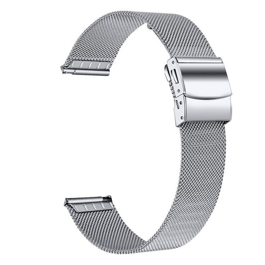 PRAGUS For Garmin Forerunner 265S Music Watch Strap 18mm Milanese Stainless Steel Watchband, Silver
