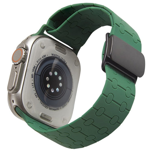 PRAGUS For Strap for Apple Watch Series 10 42mm / 9 8 7 41mm / SE (2023) SE (2022) SE 6 5 4 40mm / 3 2 1 38mm Liquid Silicone Watch Band - Blackish Green