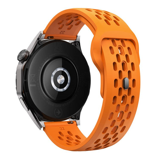 PRAGUS For Garmin Venu 3 / Venu 2 / Vivoactive 4 22mm Watch Strap Hollow Silicone Wrist Band Replacement - Orange